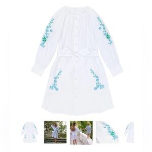 minnow x fanm mon women's coconut grove white long sleeve dress size small new
